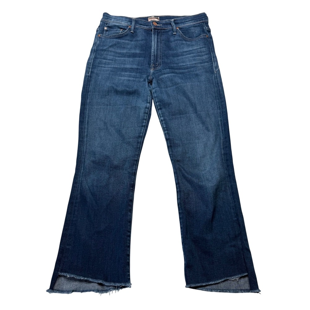 MOTHER The Insider Crop Step Fray Jeans Home Movies Blue Women's Size 30 Denim